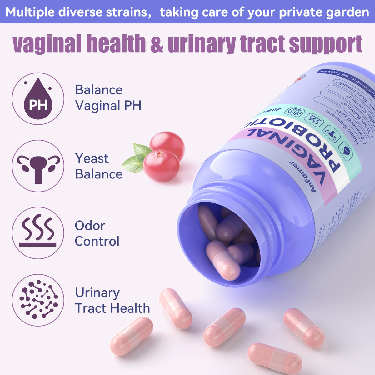 Probiotics for Women with Prebiotics & Lactobacillus Blend 30 Billion CFU, 60 Capsules T848