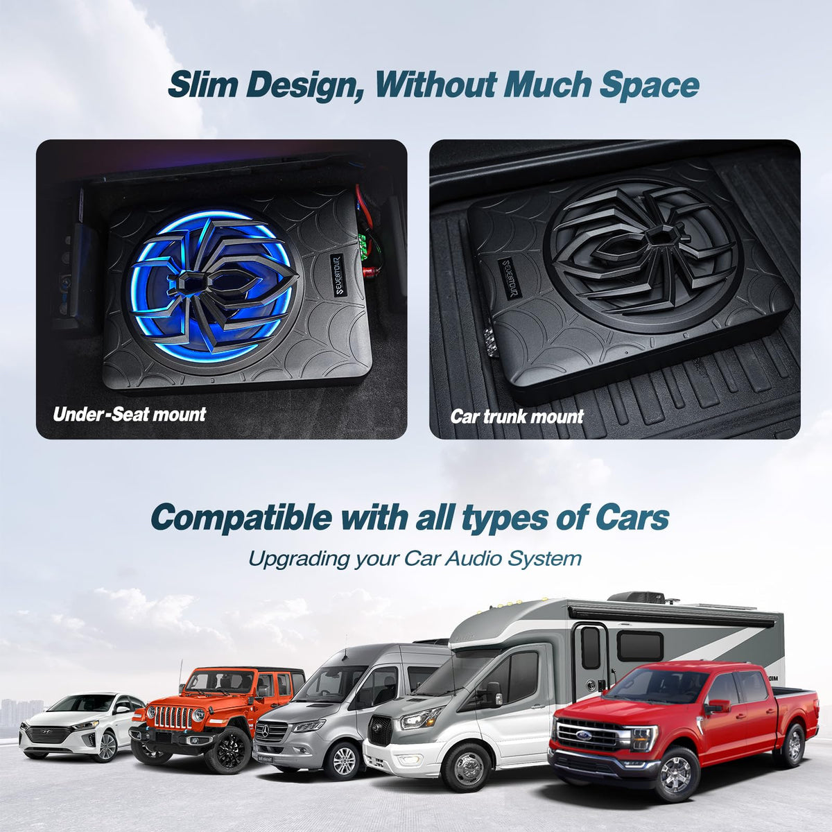 10" 1200W Powered Car Subwoofer with Amplifier O737