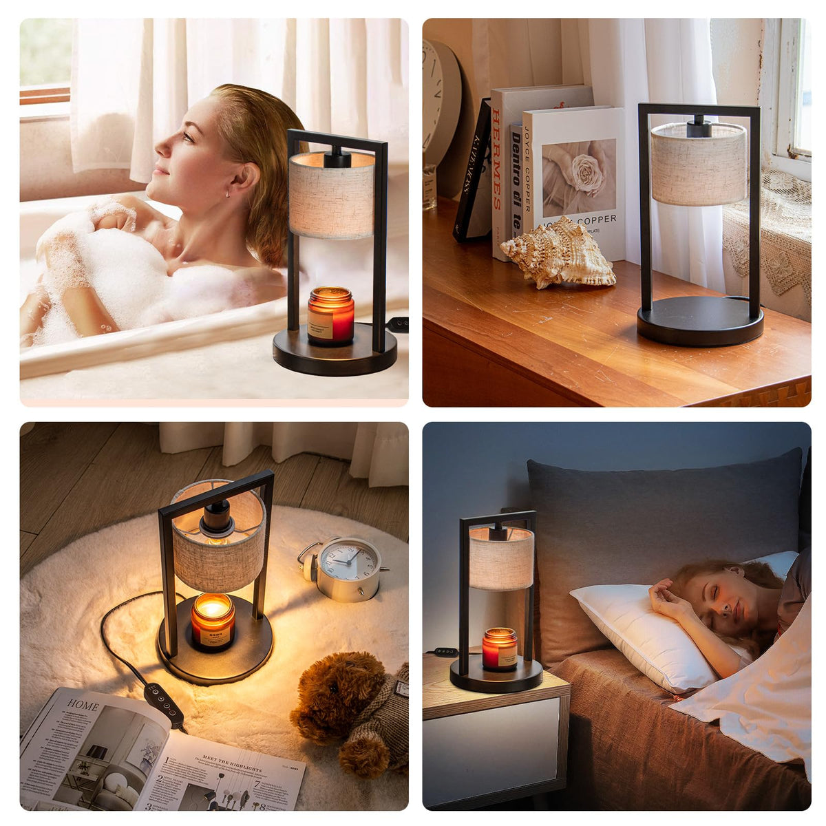 Candle Warmer Lamp with Timer, Dimmable, Beige I55485