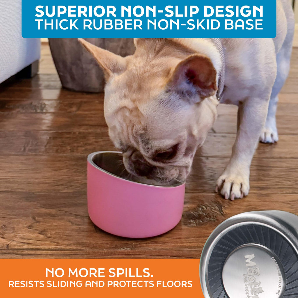 Stainless Steel Slanted Dog Cat Food Bowl 8 oz U37722