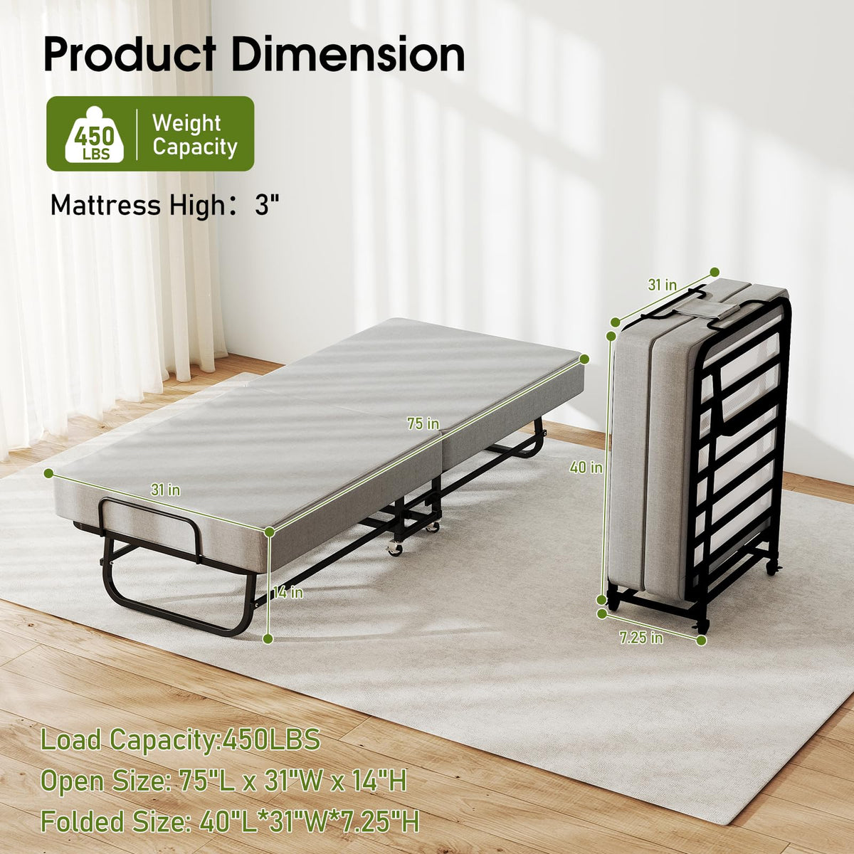 Folding Bed 75" x 31" M81647
