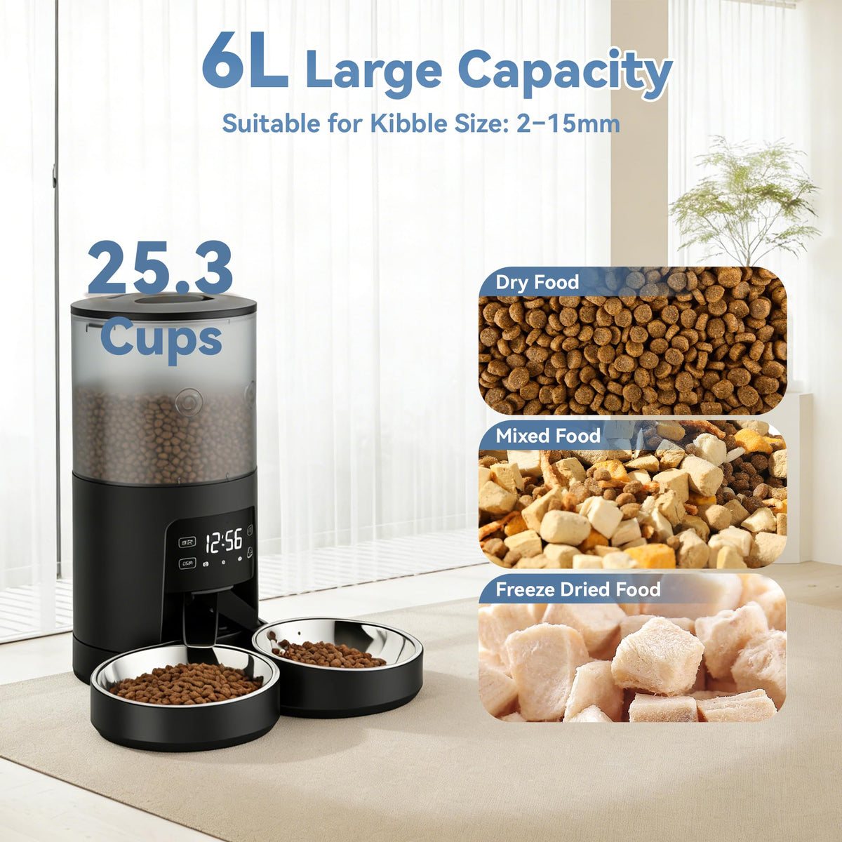 Automatic Cat Feeder 6L Black L91237