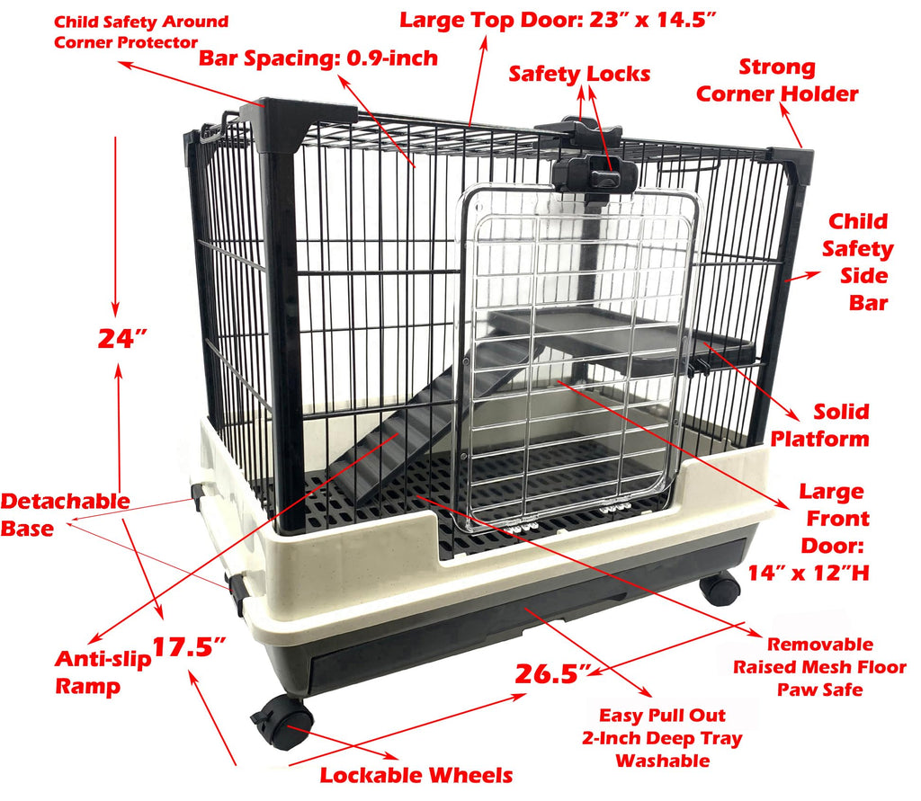 2-Level Rabbit Hutch Guinea Pigs Cage Y792684