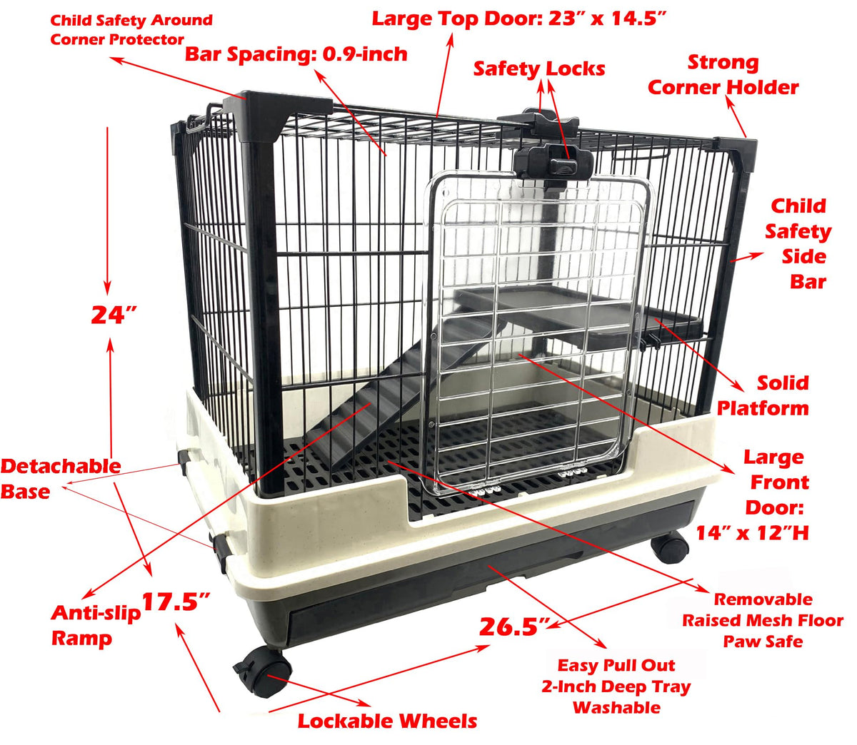 2-Level Rabbit Hutch Guinea Pigs Cage Y792684