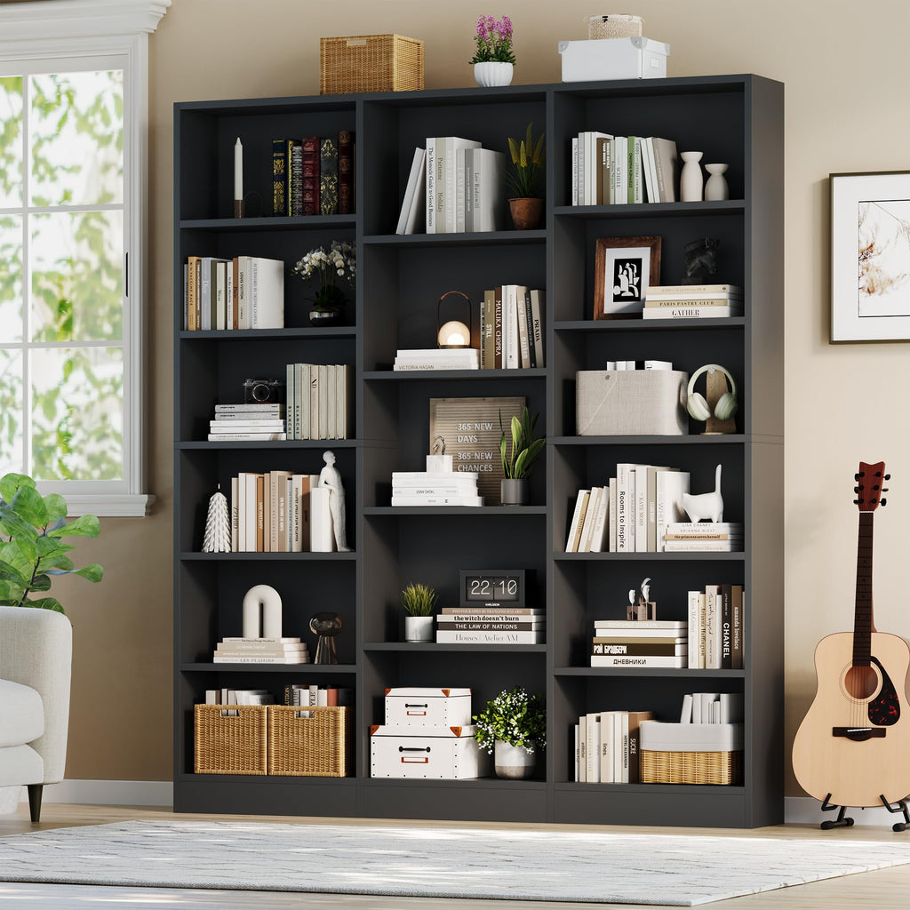 Black 6 Tier 17 Shelf Bookshelf O832