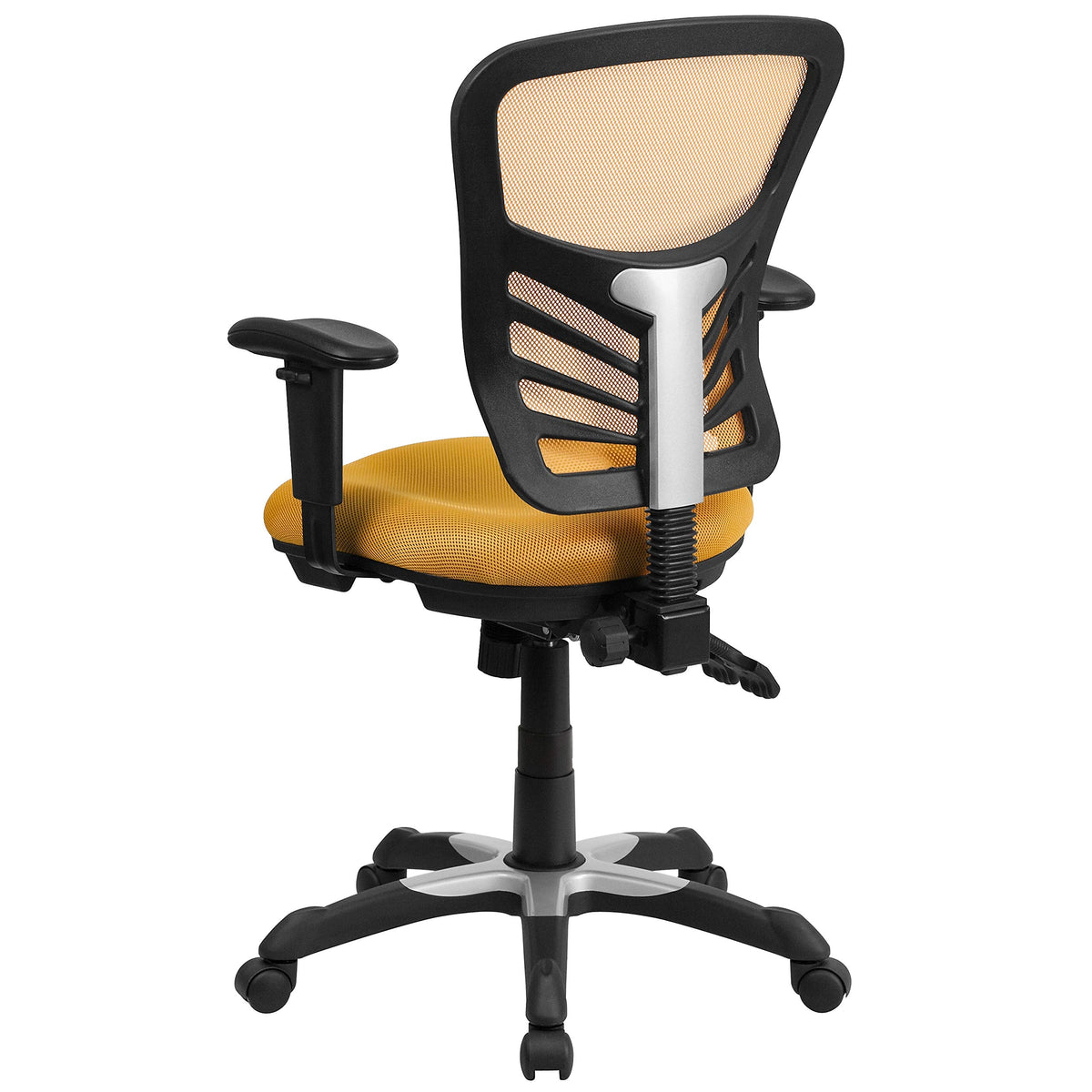 Yellow-Orange Mesh Ergonomic Office Chair with Adjustable Arms I617