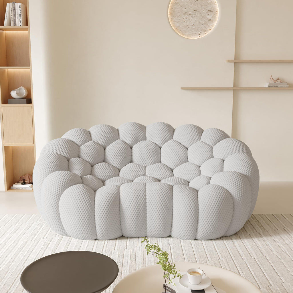 Light Gray Curved Upholstered Sofa F80935