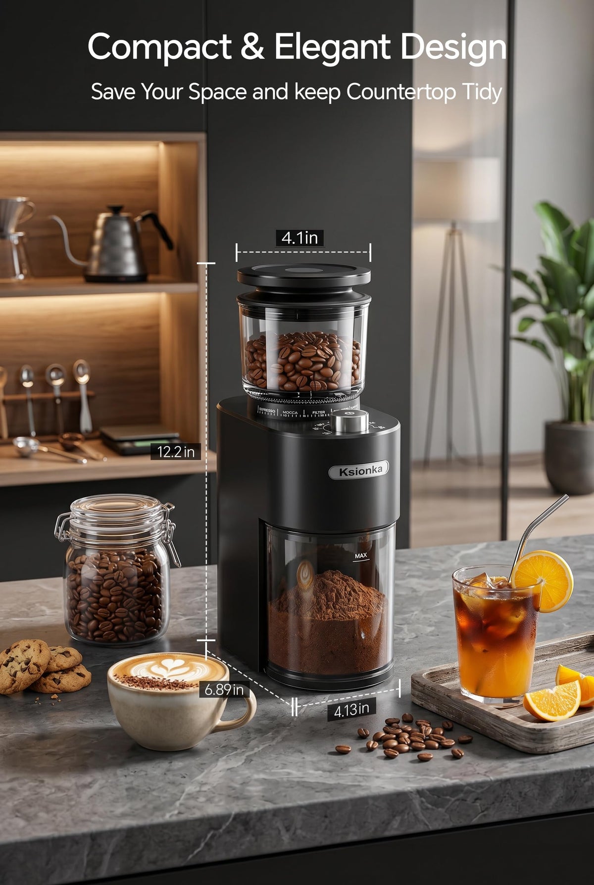 Conical Coffee Bean Grinder, 38 Precise Settings, Anti-Static C986