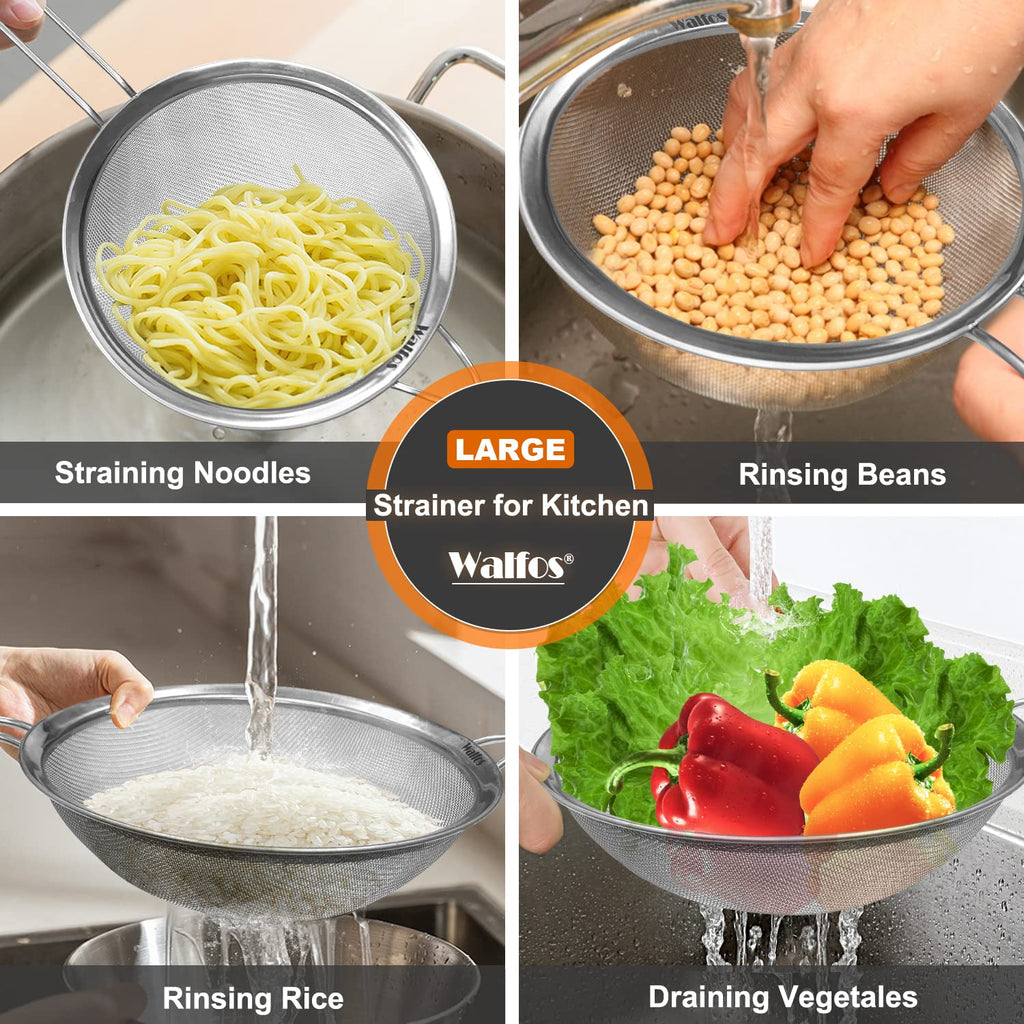 Large Fine Mesh Stainless Steel Strainer Set of 2 L54546