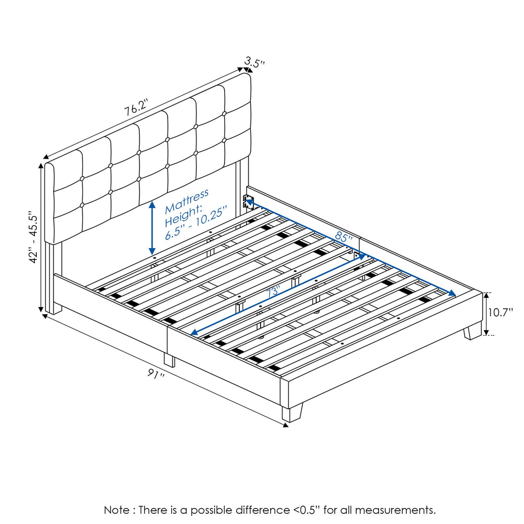 California King Upholstered Platform Bed Frame A662