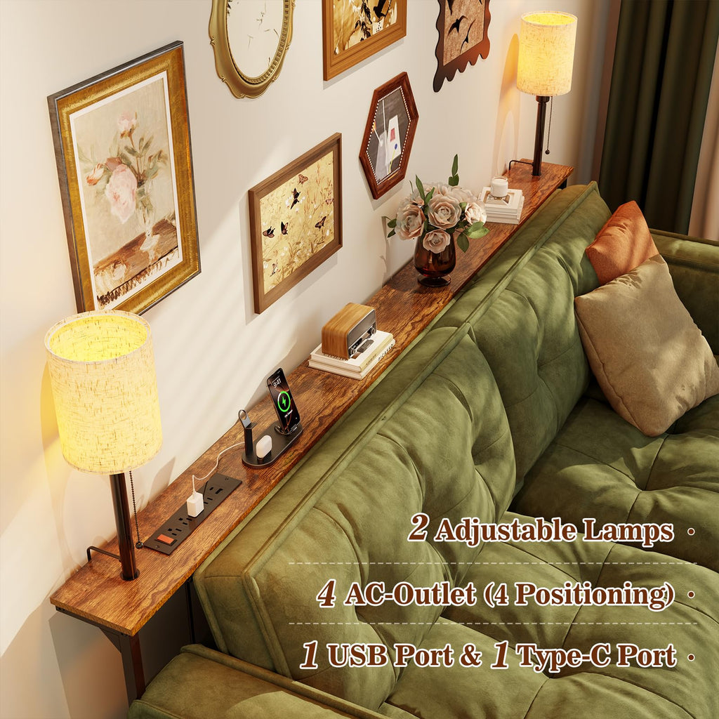 78.8" Long Sofa Table with Lights & Charging Station B199519