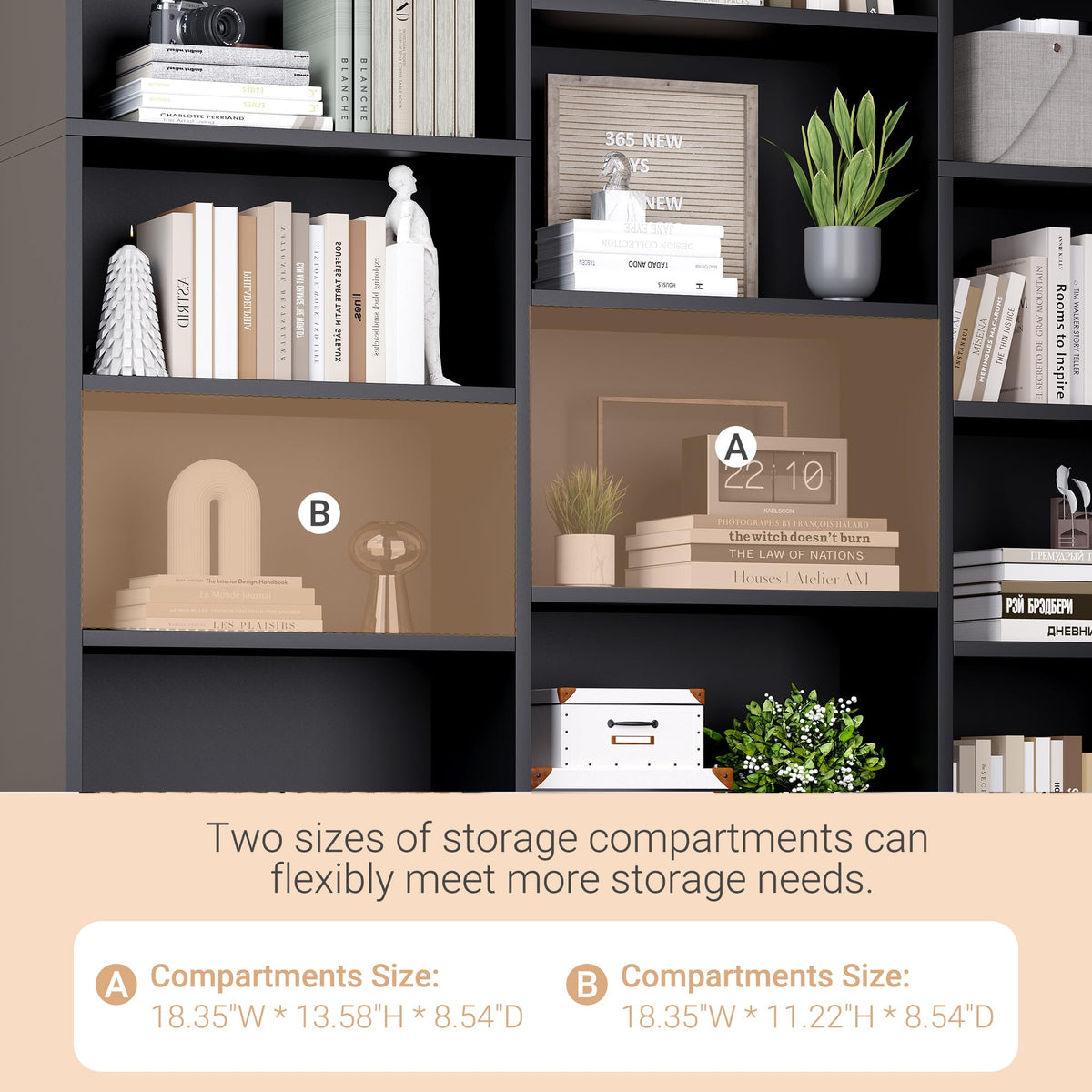 Black 6 Tier 17 Shelf Bookshelf O832