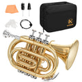 B Flat Brass Pocket Trumpet with 7C Mouthpiece and Hard Case Q89589
