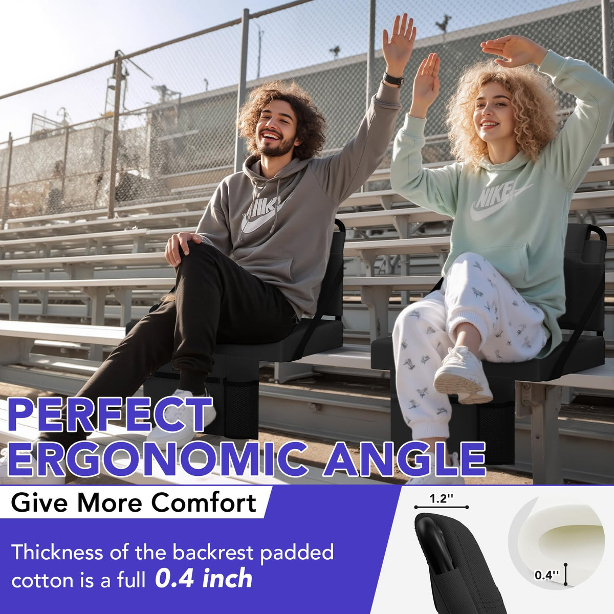 Adjustable Bleacher Chair with Back Support and Cup Holder N652484