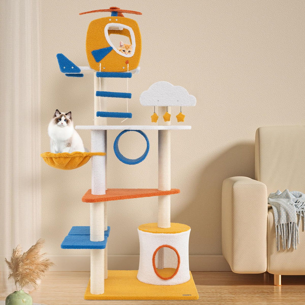 70 inch Multi-Level Cat Tree Tower with Scratching Posts D759