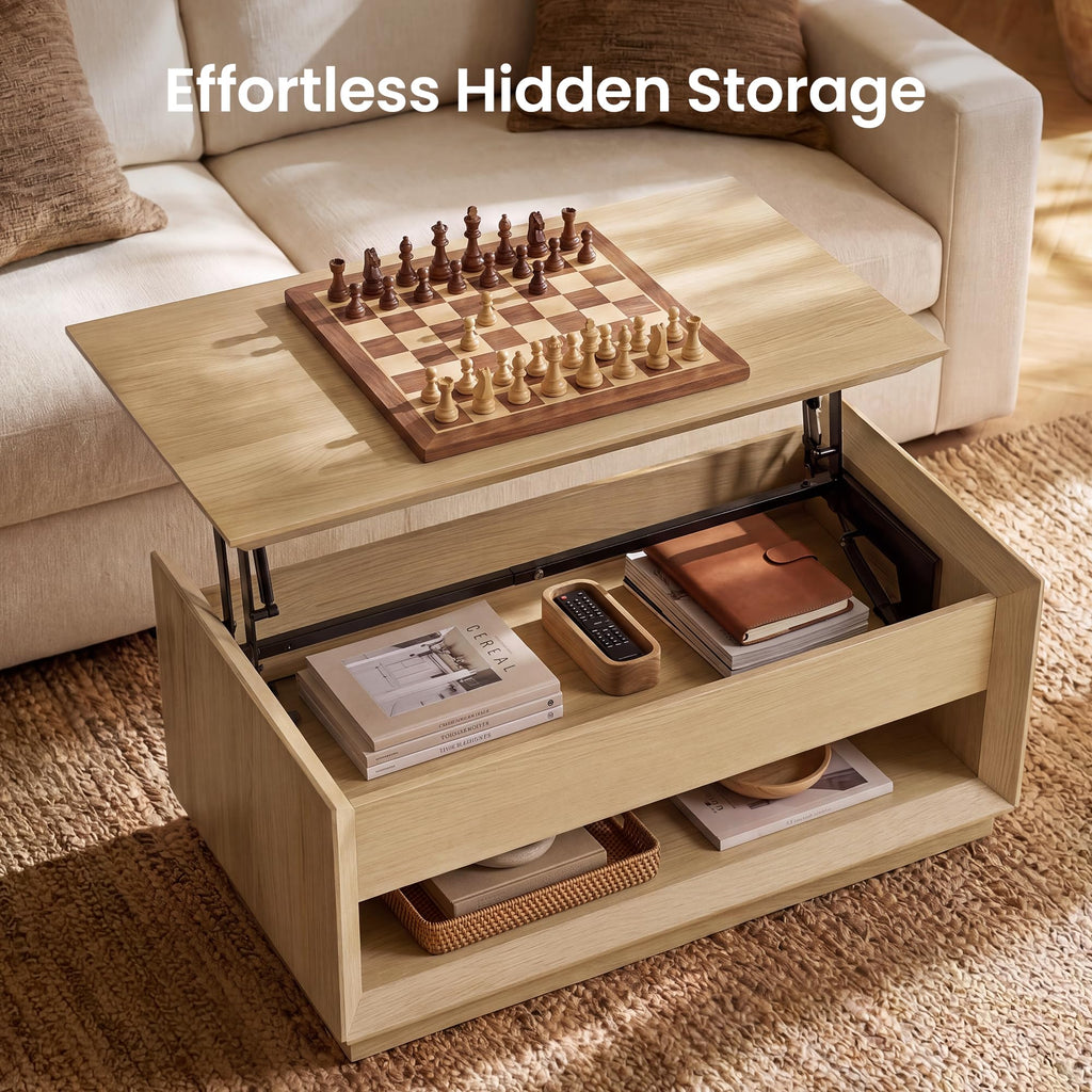 35" Lift Top Wood Coffee Table with Storage P6020