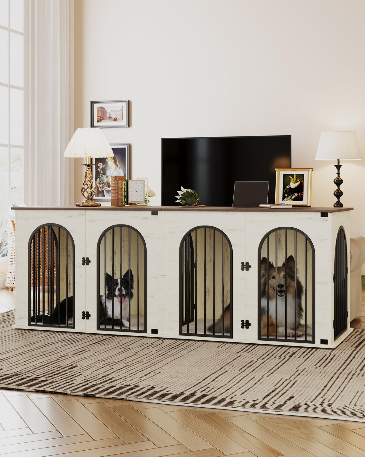 Double Dog Crate Furniture with Cushion F67620