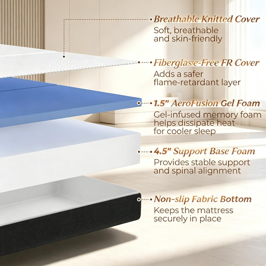 6 Inch Trifold Memory Foam Mattress P526282