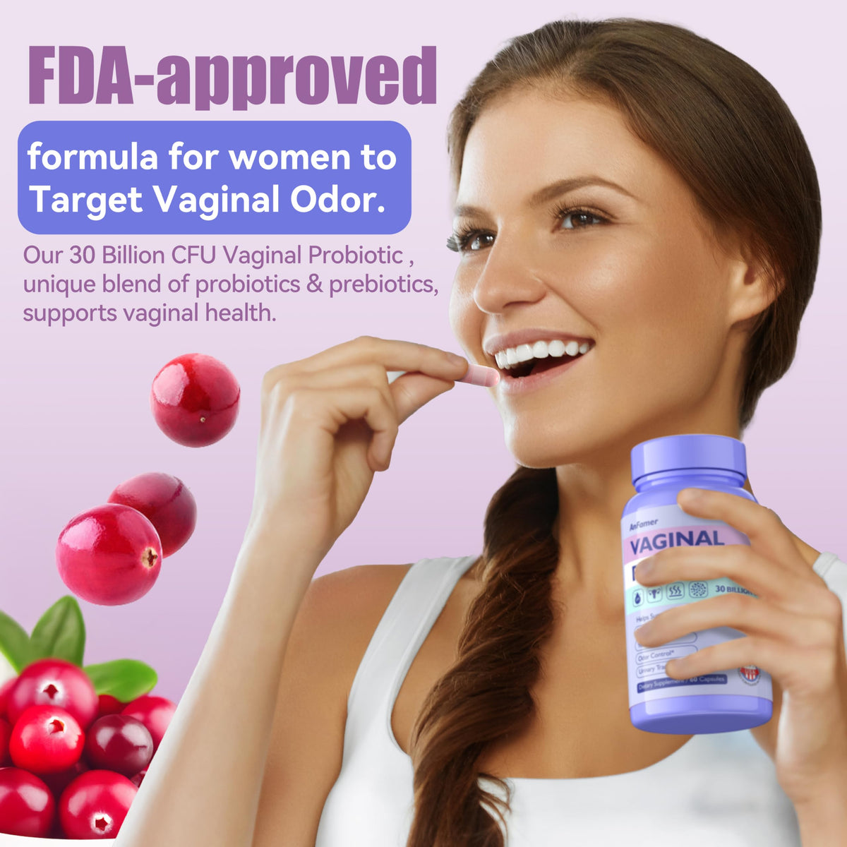 Probiotics for Women with Prebiotics & Lactobacillus Blend 30 Billion CFU, 60 Capsules T848