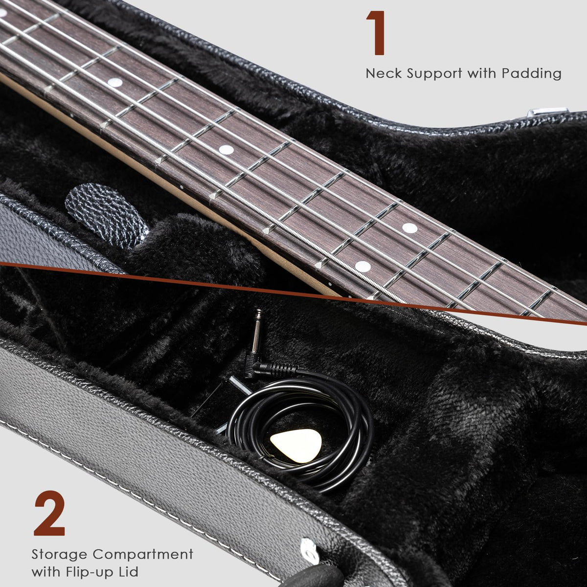 42-Inch Hard Electric Guitar Case with Lock Latch, Black O426564