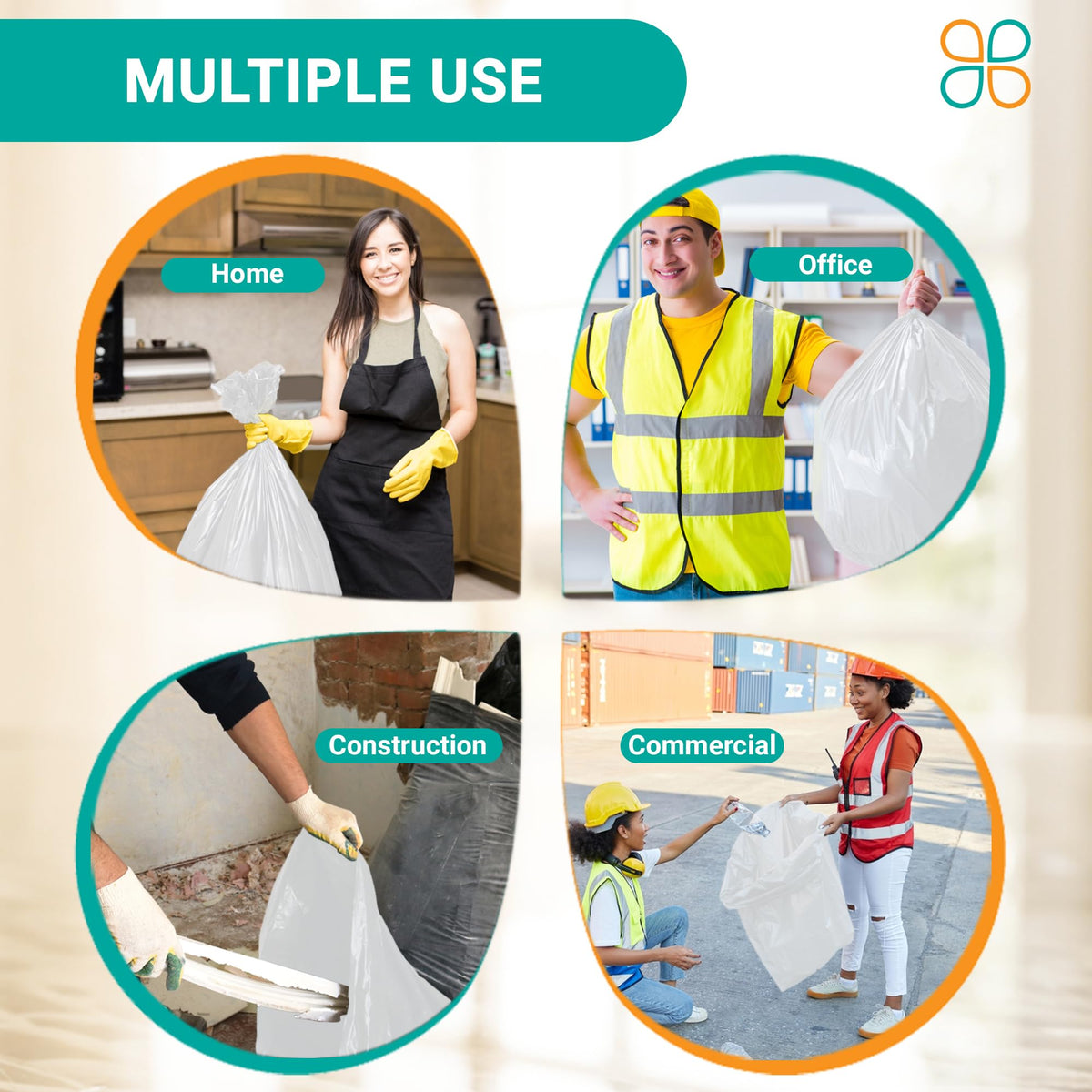 Clear 42-Gallon 4 Mil Contractor Trash Bags P365675