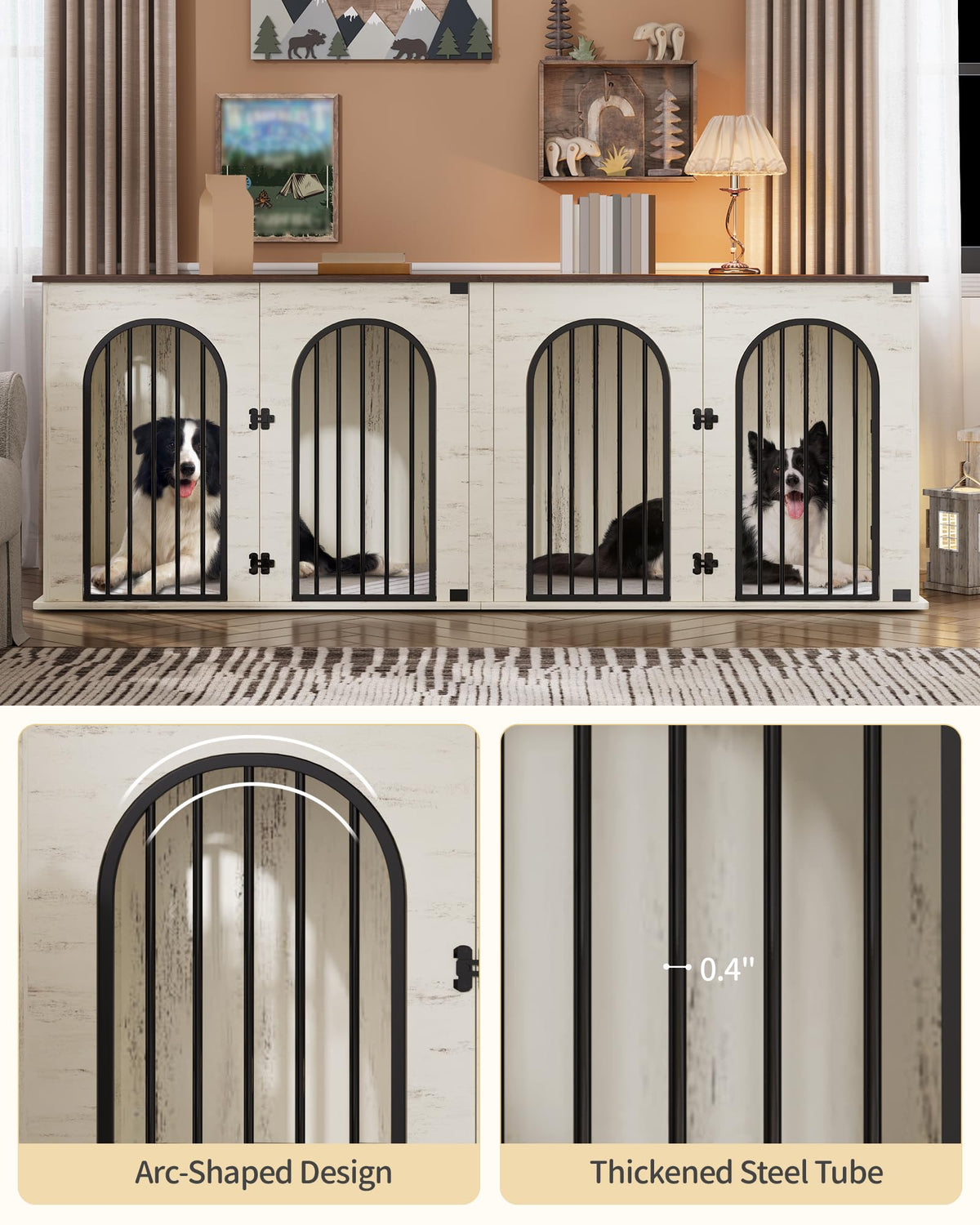 Double Dog Crate Furniture with Cushion F67620