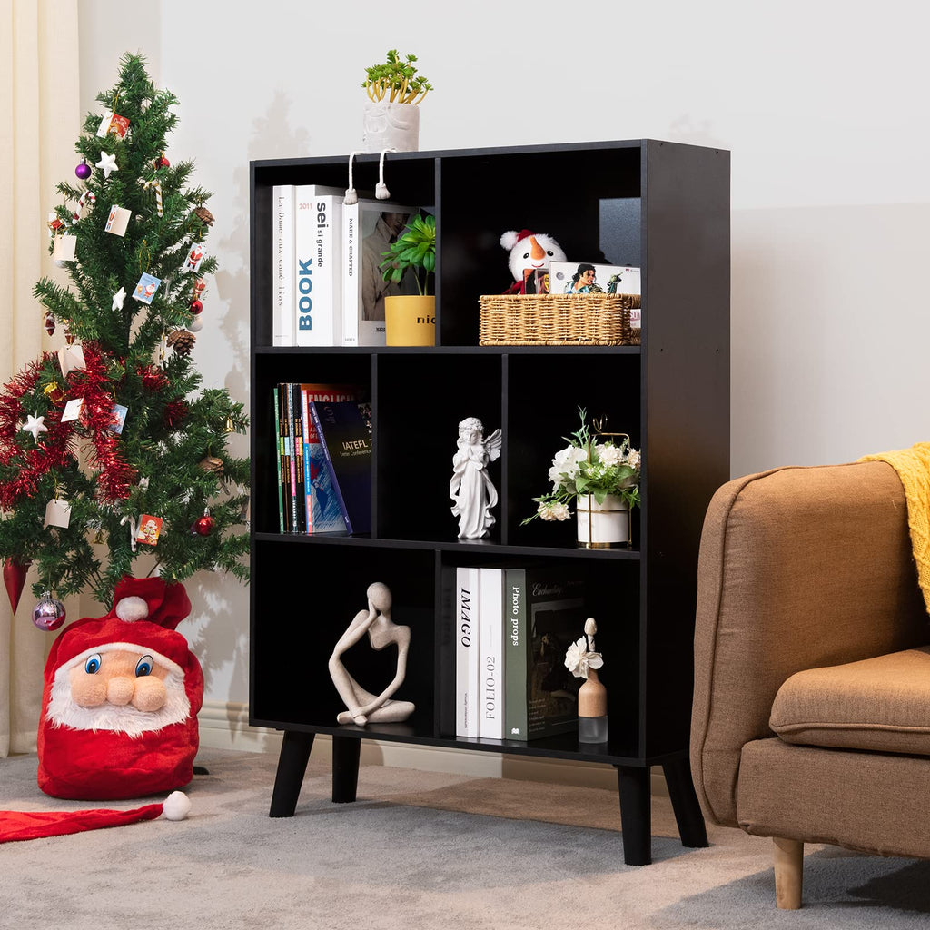 Black 3 Tier Wood Bookshelf H50093