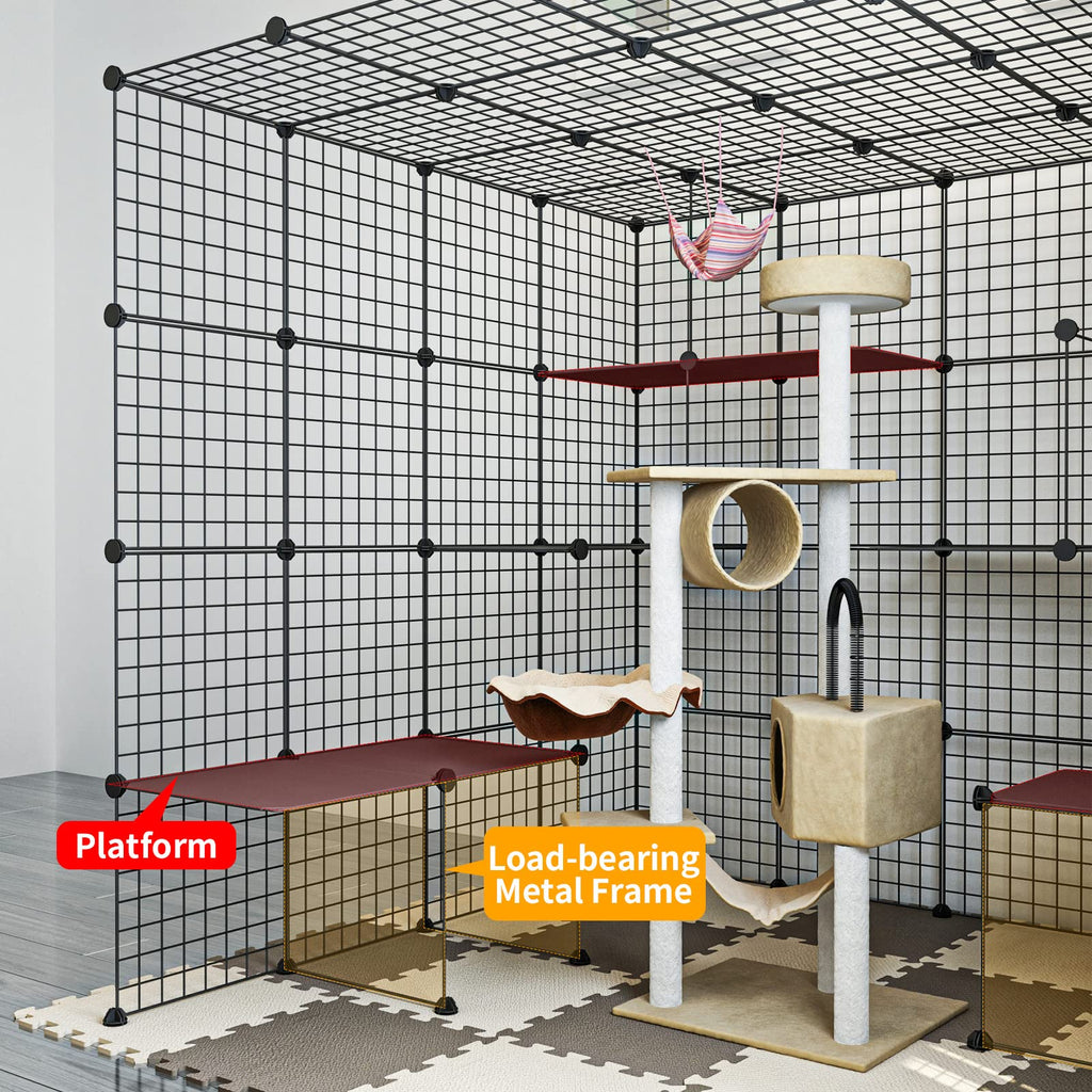 Large Cat Cage Indoor Enclosure Playpen Metal Wire Kennels Crate 55L x 55W x 55H Inchs Q888209