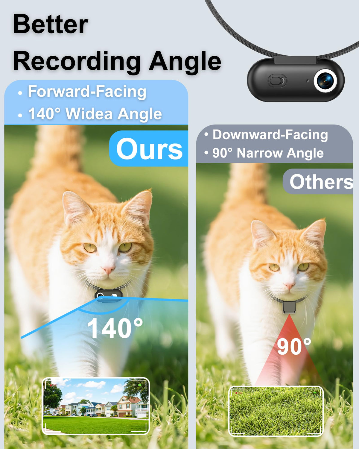 Cat Camera Collar with APP, 1080P HD Pet POV Video Recording Z68178