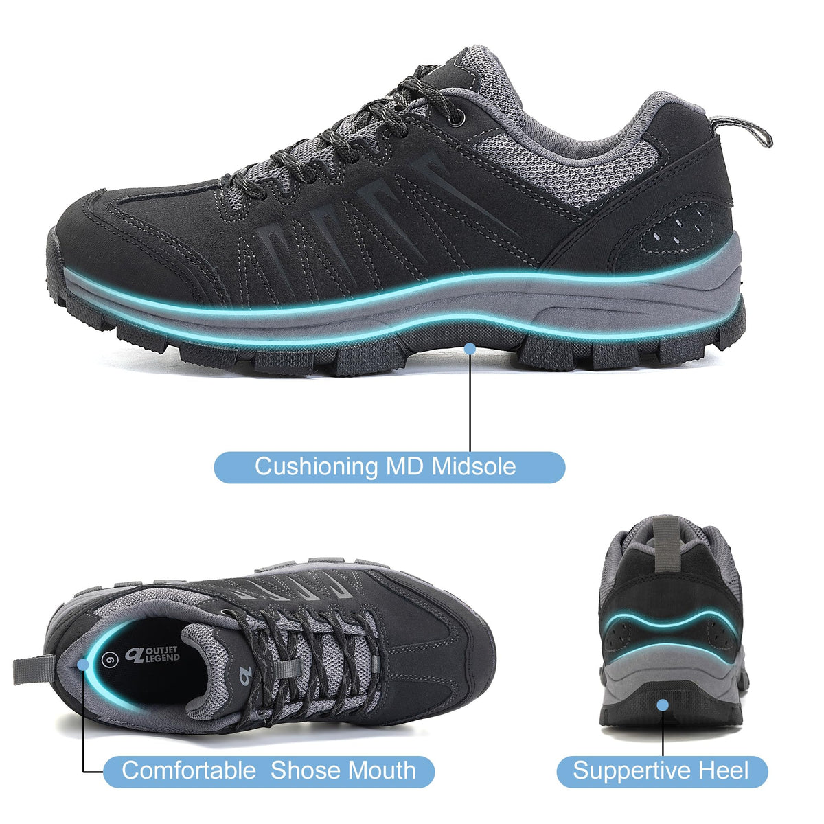 Men's Waterproof Leather Low Top Hiking Shoes Q5182