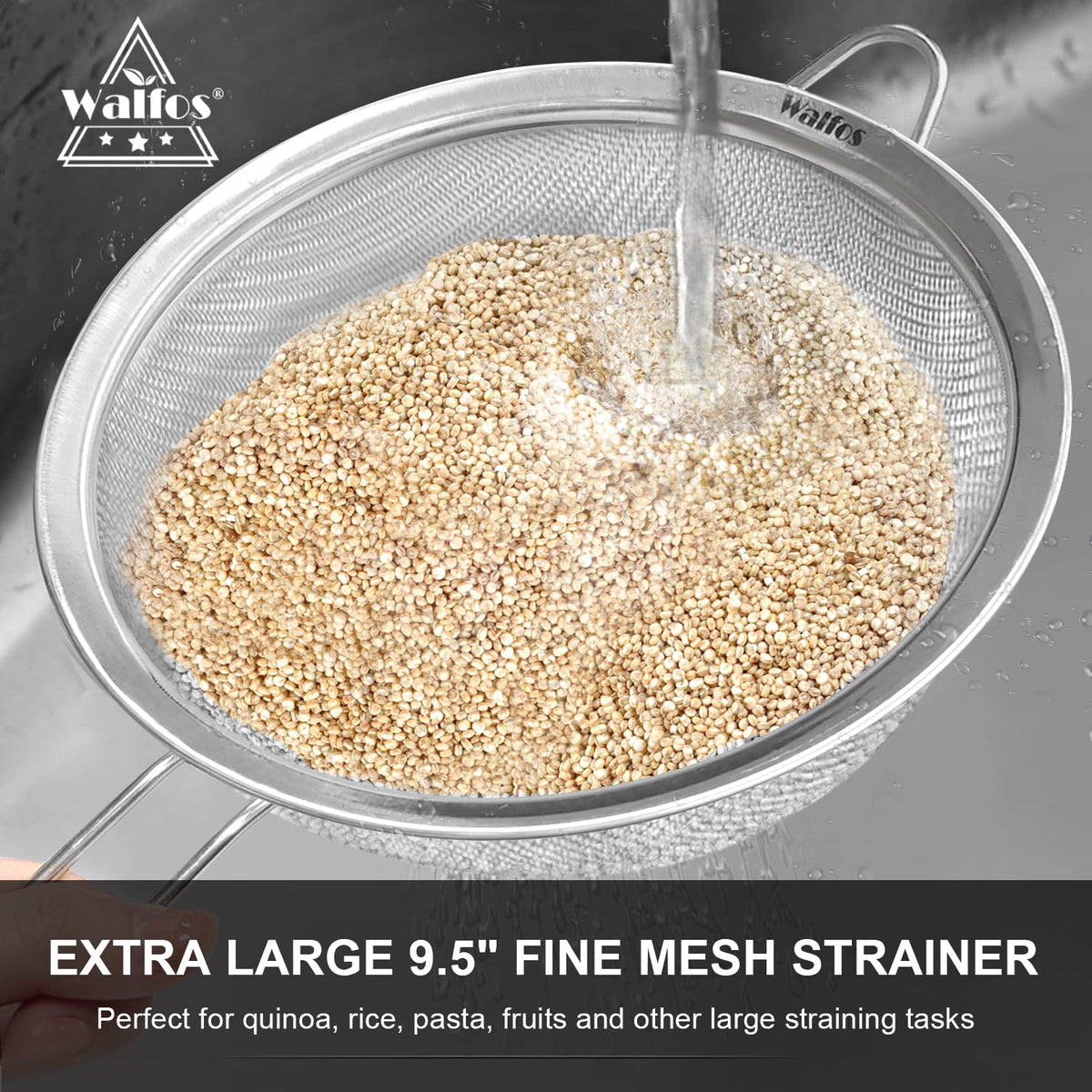 Large Fine Mesh Stainless Steel Strainer Set of 2 L54546