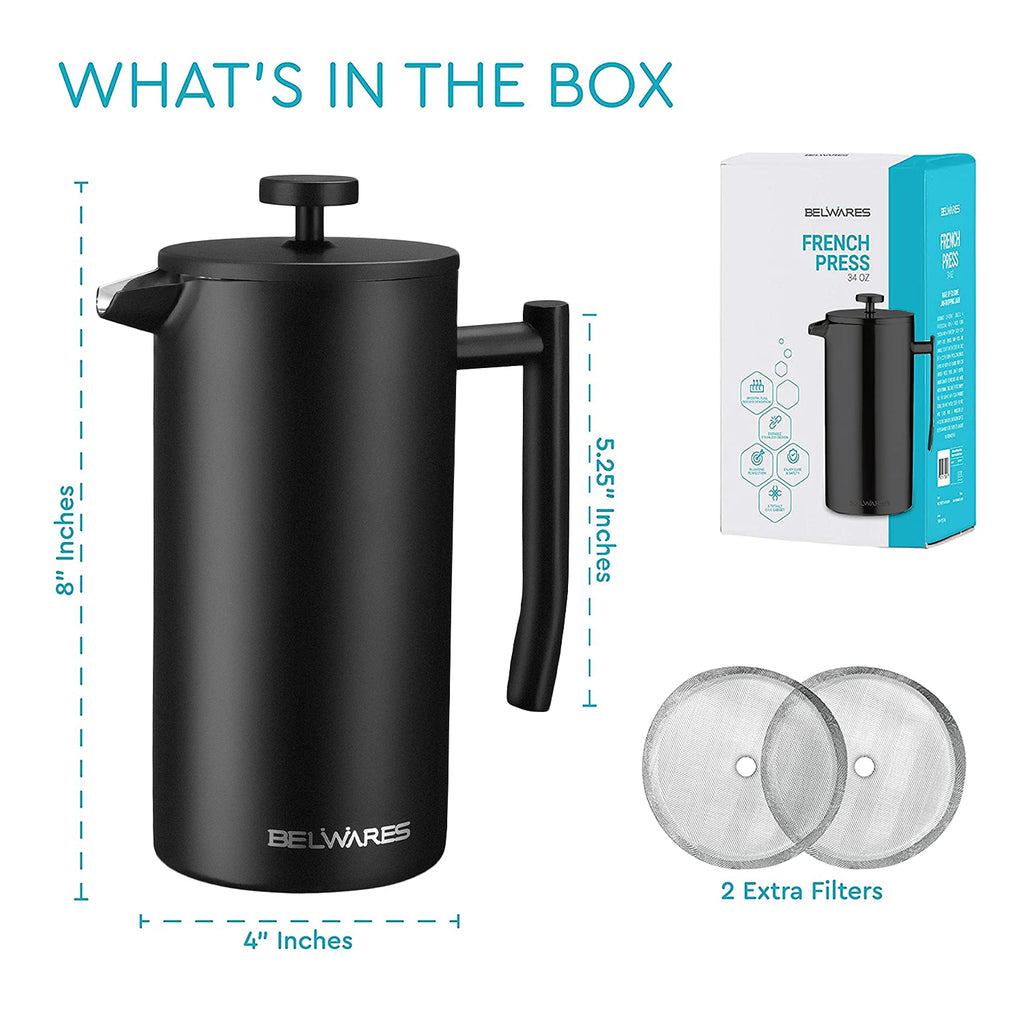 34oz Insulated Stainless Steel French Press O537