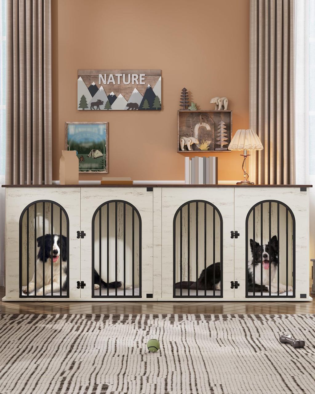 Double Dog Crate Furniture with Cushion F67620