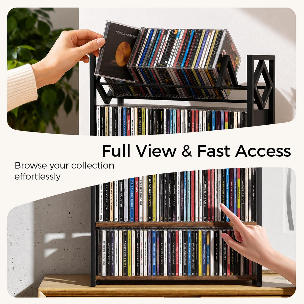 3-Tier Wooden and Metal CD Storage Rack U262363