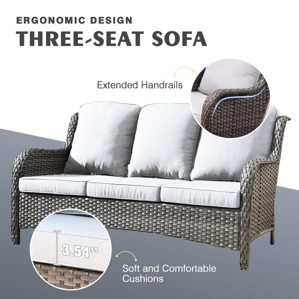 6 Piece Wicker Patio Furniture Set with Fire Pit Table W35914