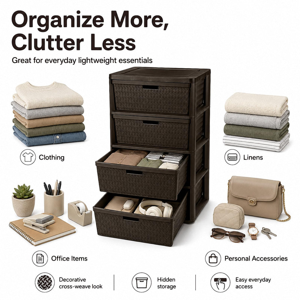 4 Drawer Brown Plastic Storage Tower N68664