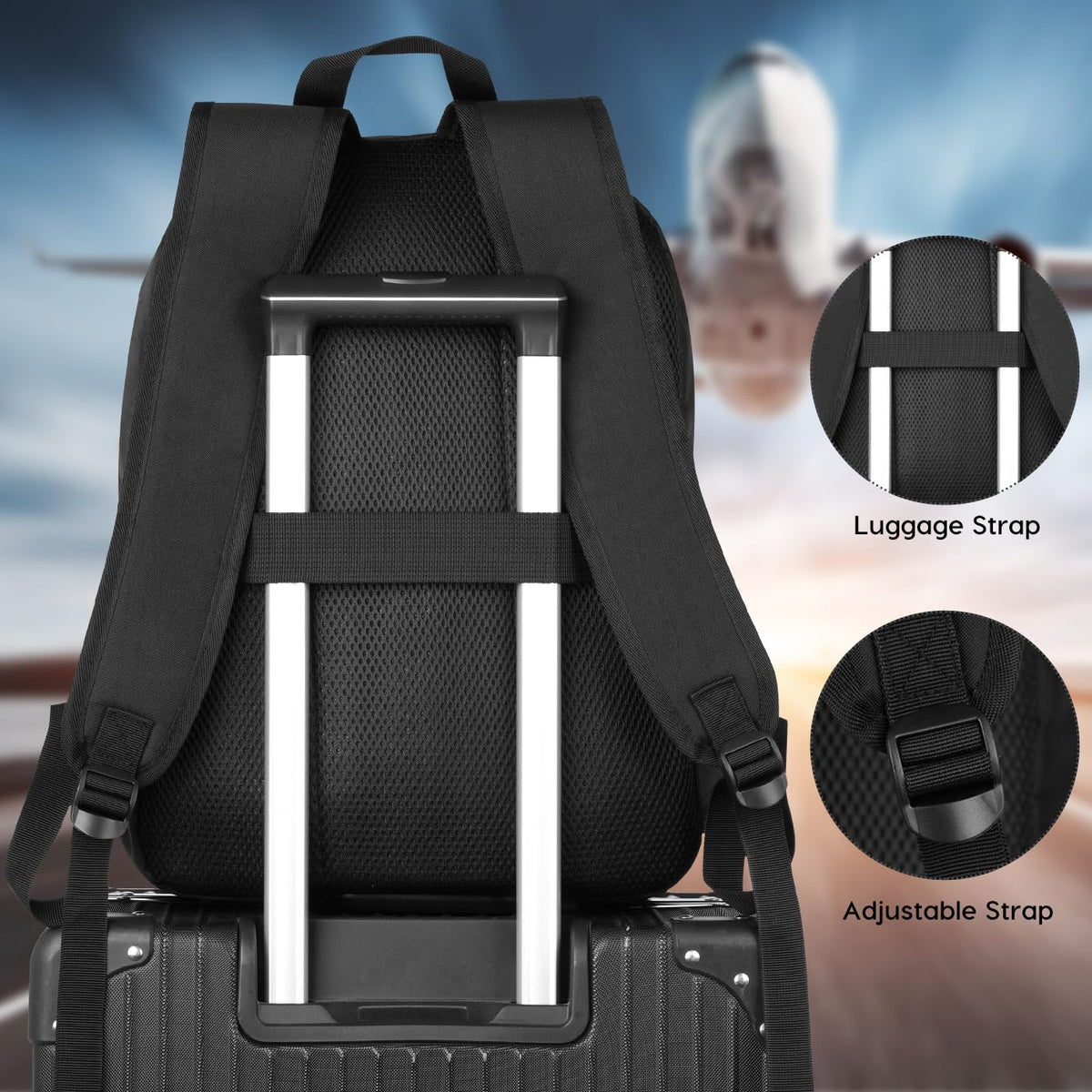 Black 15.6 Inch Laptop Backpack with USB Charger L38858