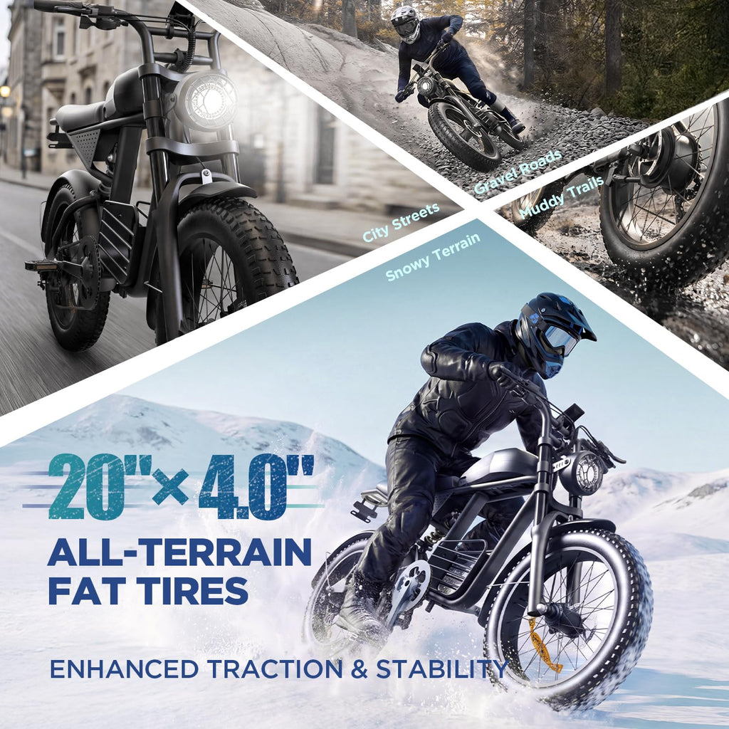 1000W Electric Bike 48V 15Ah 20" Fat Tire 7-Speed J686