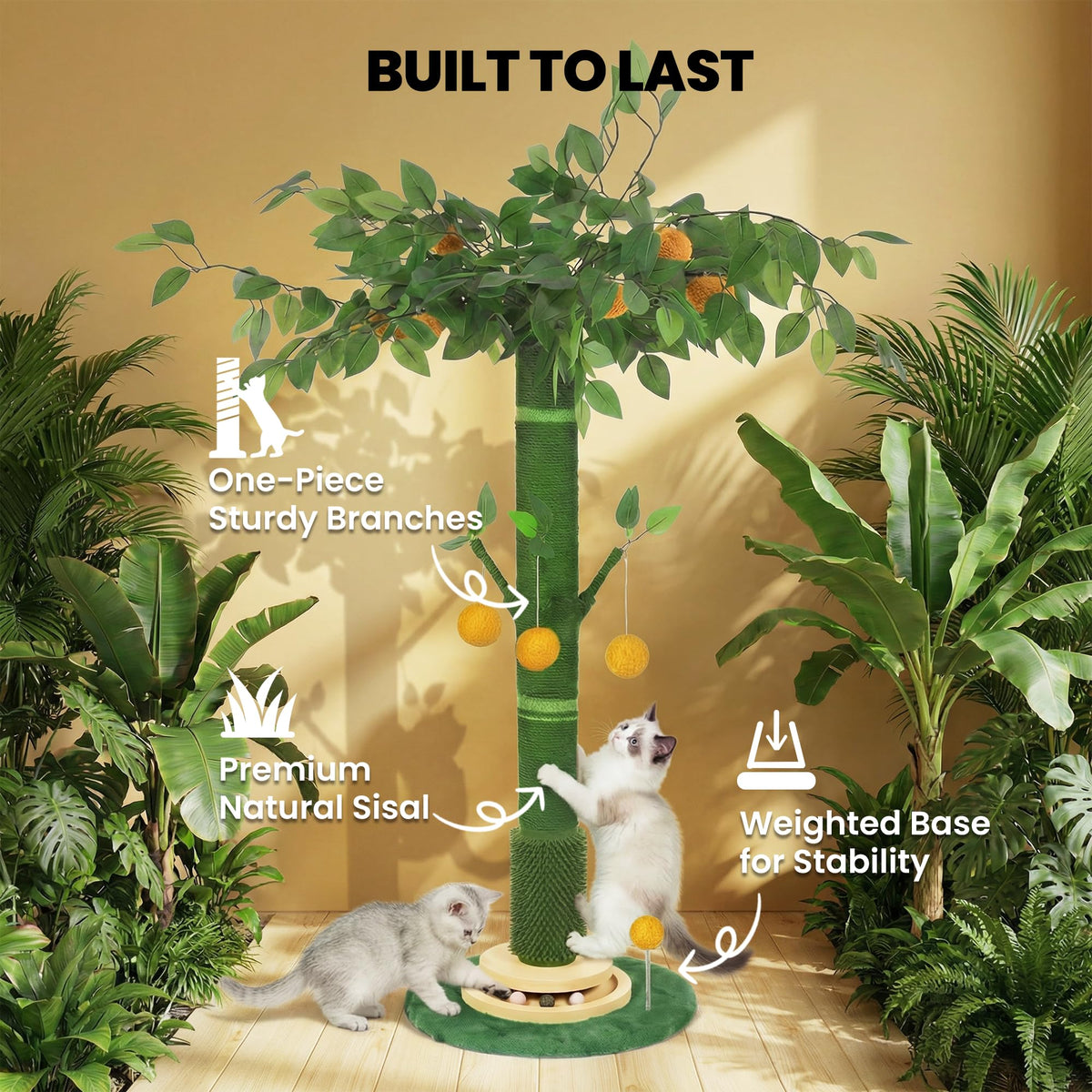 46" Extra Tall Sisal Rope Cat Scratching Post N991