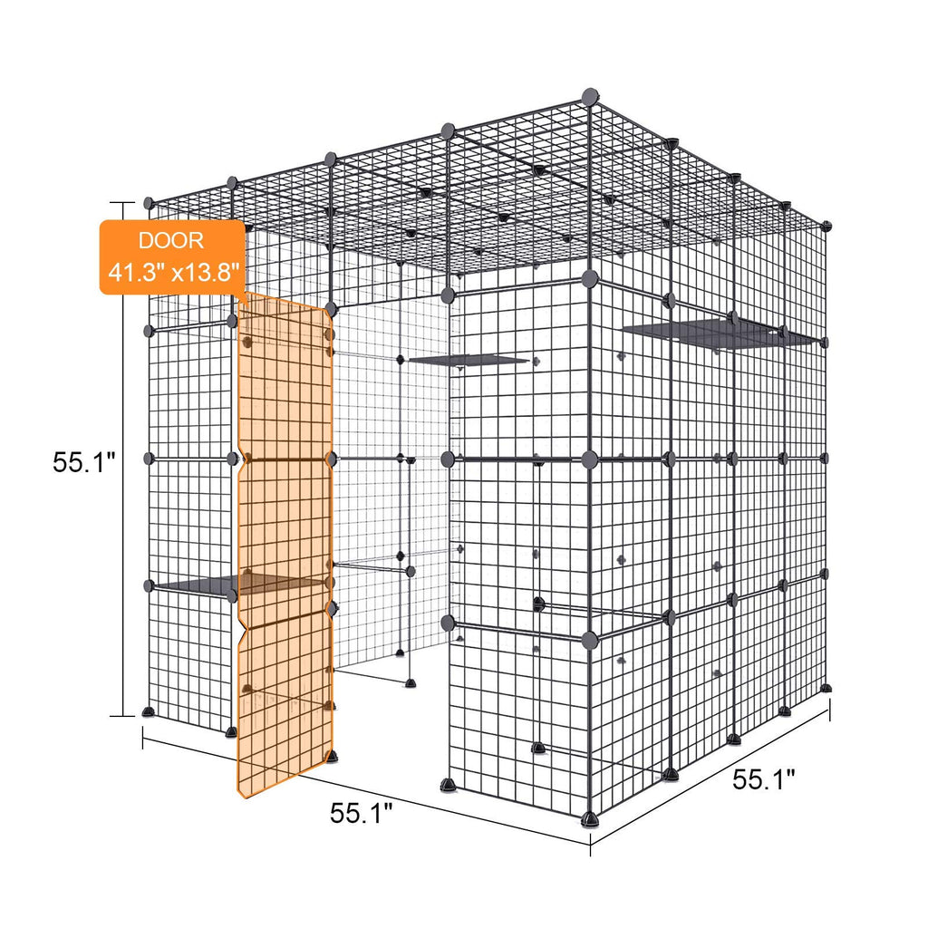 Large Cat Cage Indoor Enclosure Playpen Metal Wire Kennels Crate 55L x 55W x 55H Inchs Q888209