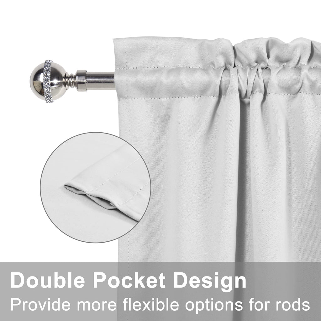 Door Curtains, Thermal and Room Darkening Curtains, Rod Pocket Blackout Curtains, 25 x 40 inches, Greyish White, 1 Panel G211