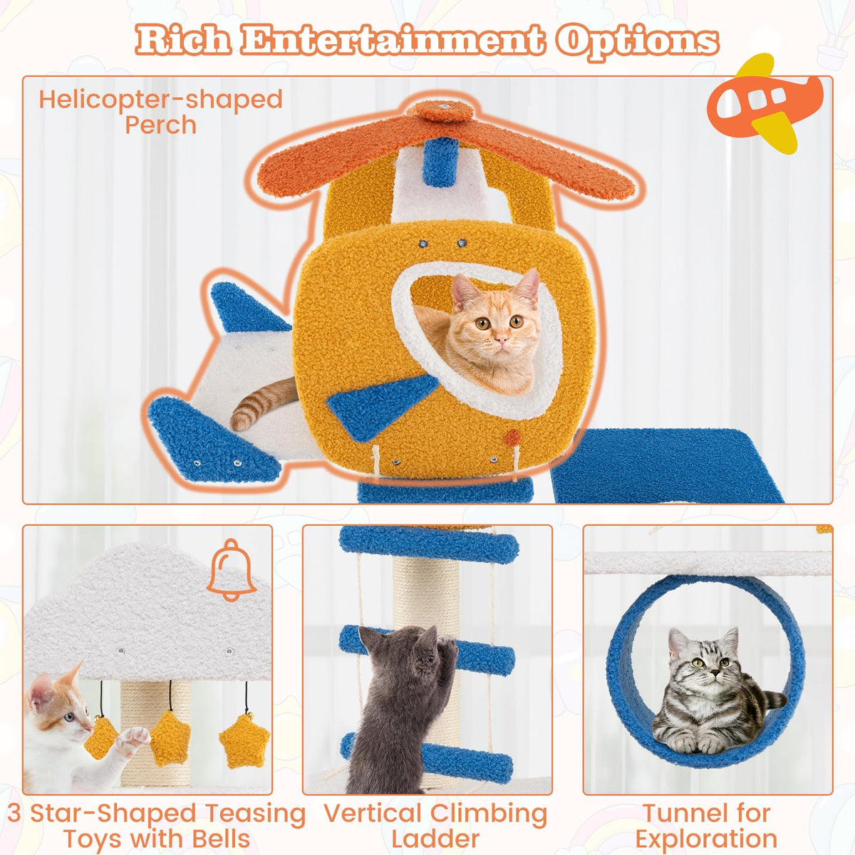 70 inch Multi-Level Cat Tree Tower with Scratching Posts D759