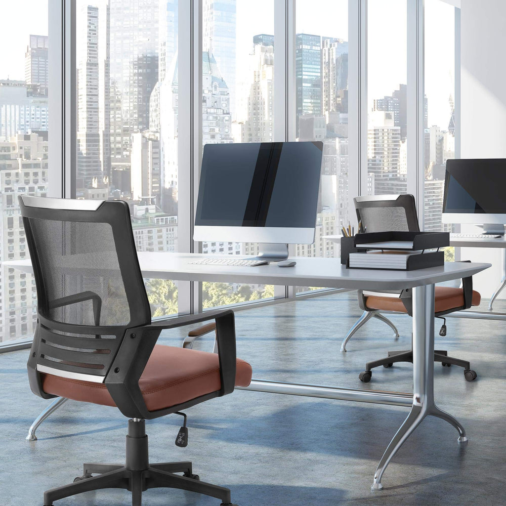 Brown Mesh Swivel Office Desk Chair E9014