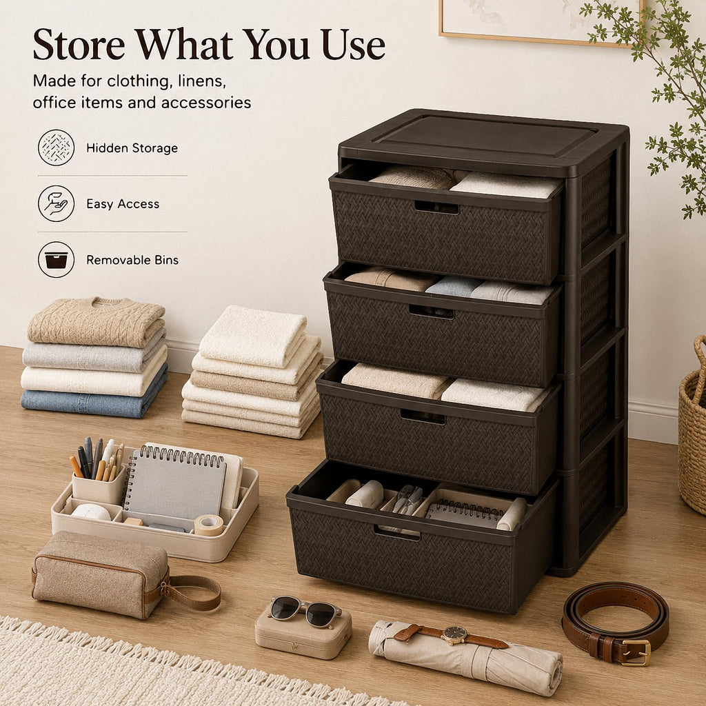 4 Drawer Brown Plastic Storage Tower N68664