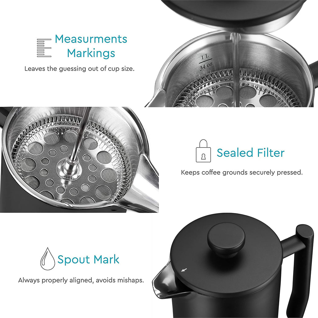 34oz Insulated Stainless Steel French Press O537