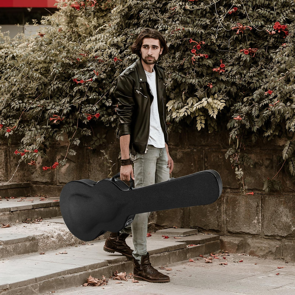 42-Inch Hard Electric Guitar Case with Lock Latch, Black O426564