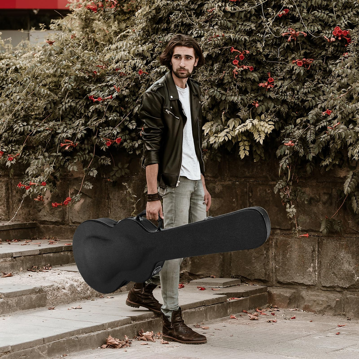 42-Inch Hard Electric Guitar Case with Lock Latch, Black O426564