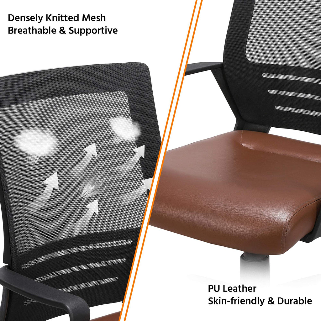 Brown Mesh Swivel Office Desk Chair E9014