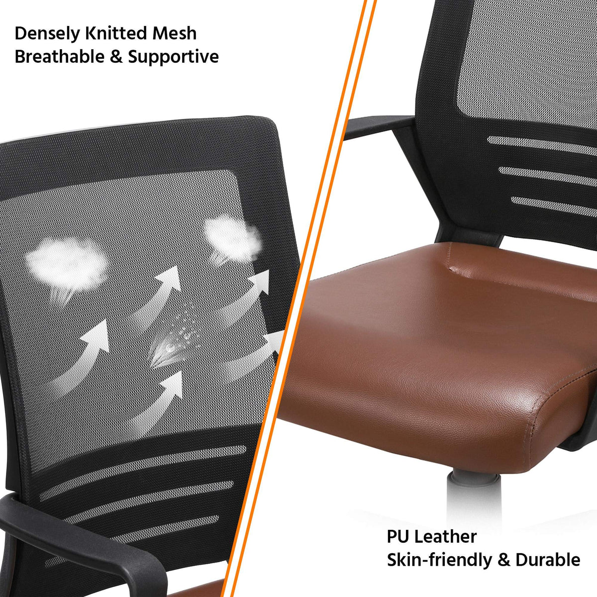 Brown Mesh Swivel Office Desk Chair E9014