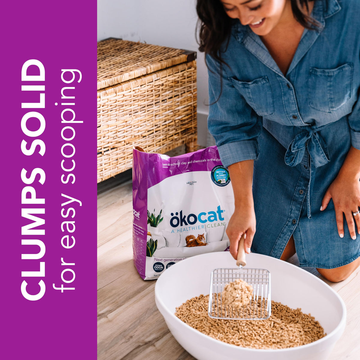 Low Tracking Natural Wood Clumping Cat Litter 21.5 Lbs N40829
